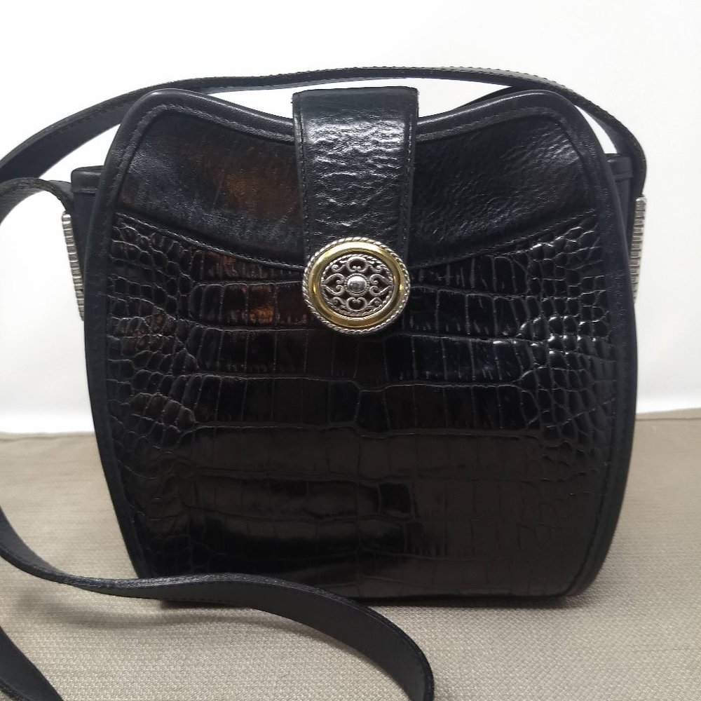 VINTAGE BRIGHTON BLACK LEATHER CROSSBODY BAG